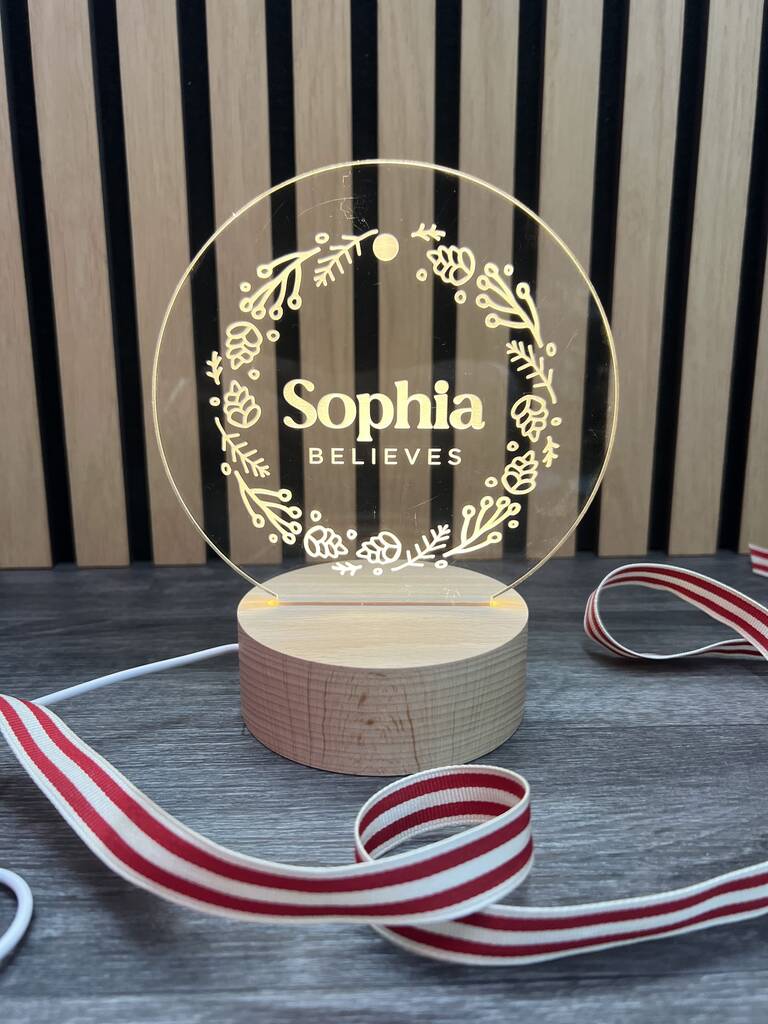 Personalised 'We Believe' Christmas LED Light, 1 of 6