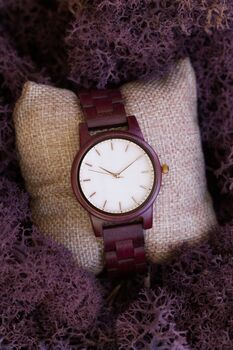 Verona Burgundy Wooden Watch For Her, 11 of 12