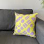 Love Yellow And Lilac Geometric Cushion, thumbnail 1 of 9