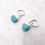 Raw Turquoise December Birthstone Silver Huggies, thumbnail 1 of 5