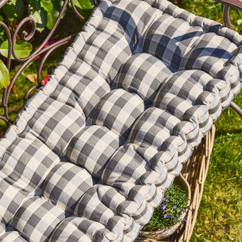 Grey Gingham Garden Bench Cushion, 3 of 5
