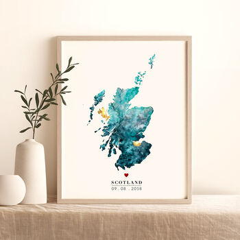 Personalised Golden Scotland Watercolour Map Giclee, 11 of 12
