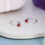 Tiny Garnet Red Cz Huggie Hoop Earrings, thumbnail 3 of 10