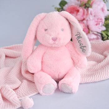 Personalised Blue Baby Boy Bunny Soft Toy, 2 of 8