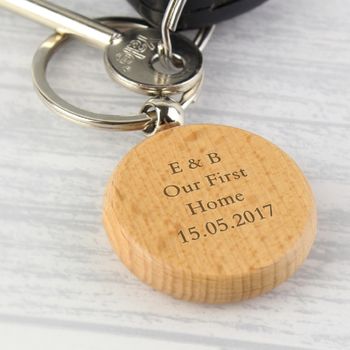 Personalised Solid Beech Wood Keyring, 4 of 5