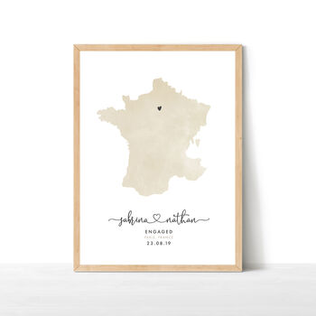 Personalised France Engagement Map Print, 5 of 9