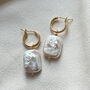 Pearl Lustre 18k Gold Plated Hoop Earrings, thumbnail 1 of 3