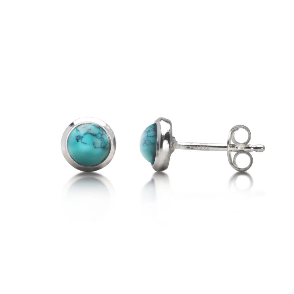 Round Turquoise Studs In Sterling Silver By The Jewellery Store London ...