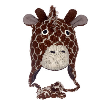 Giraffe Hand Knitted Woollen Animal Hat, 4 of 5