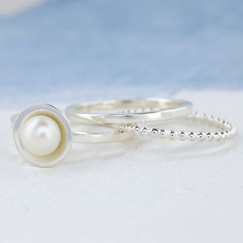 Pearl Stacking Ring Set. Sterling Silver, 8 of 12