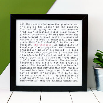 The Graduate Quotes Print, Uni Graduation Gift, 2 of 9