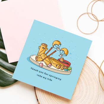 Cute Spring Rolls Greetings Card, 7 of 9