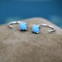 Sterling Silver Genuine Turquoise Threader Hoop Earrings, thumbnail 8 of 12