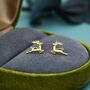 Sterling Silver Running Reindeer Stud Earrings, thumbnail 4 of 12