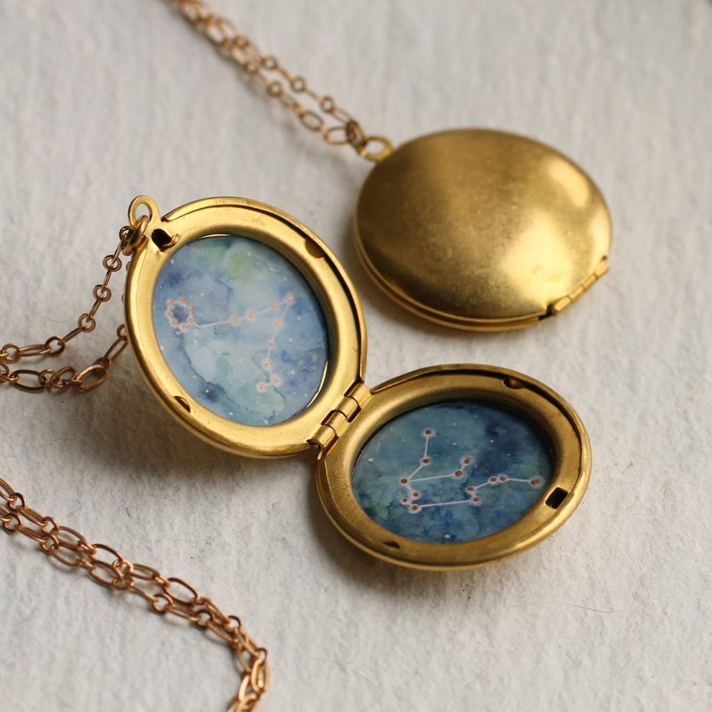 personalised astrology zodiac locket by silk purse, sow's ear