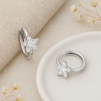 Sterling Silver Cz Star Huggie Hoop Earrings – 10mm, 2 of 4