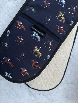 Dressage And Racehorses Double Oven Gloves, 4 of 7