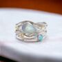 Moonstone And Blue Fire Opal Ring In Sterling Silver, thumbnail 4 of 8