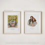 Personalised 1st Anniversary Gift For Her – Custom Hand Drawn Watercolour Couple Portrait From Photo, thumbnail 7 of 12