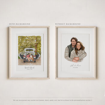 Personalised 1st Anniversary Gift For Her – Custom Hand Drawn Watercolour Couple Portrait From Photo, 7 of 12