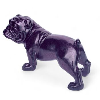 Standing English Bulldog Figurine, Purple Sparkle Finish, 4 of 6