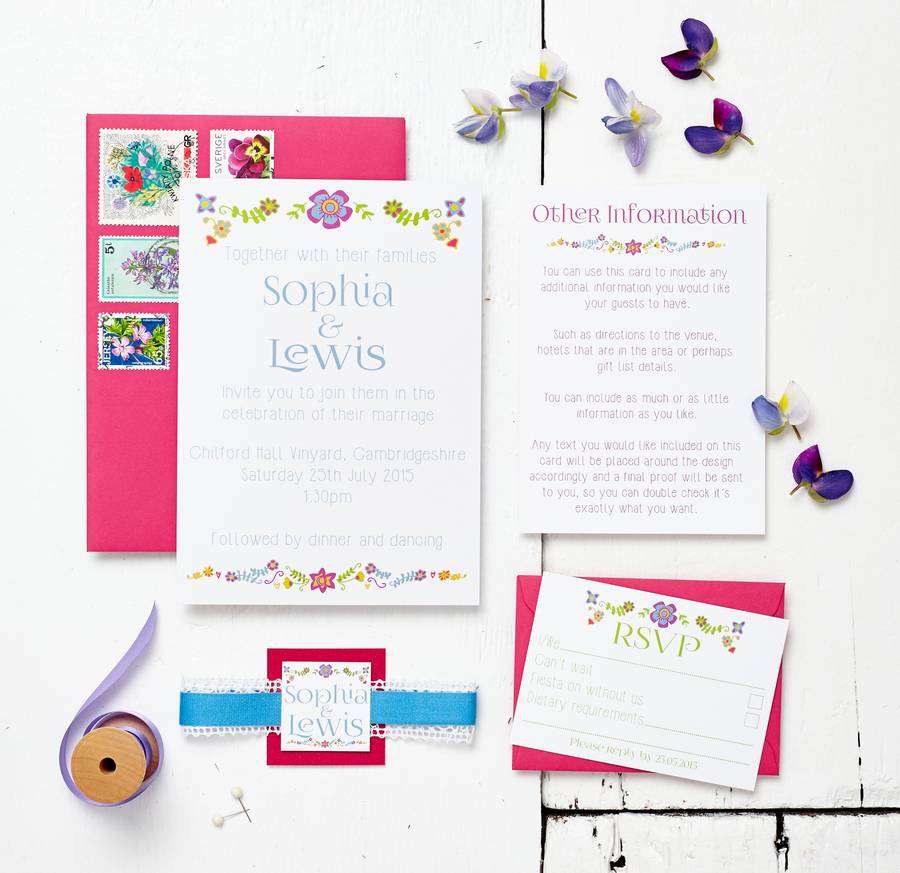 Floral Embroidery Wedding Invitation Set By Peardrop Avenue