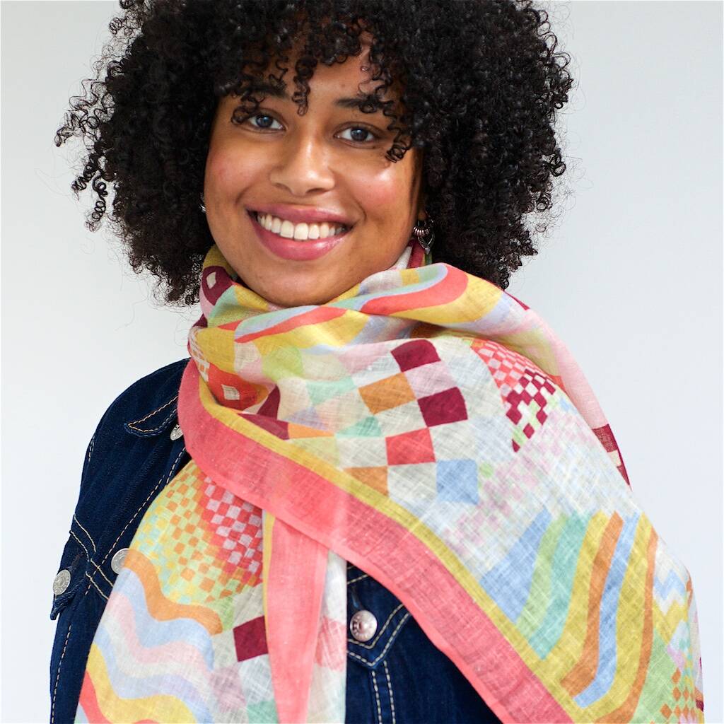 Geo Gelato Linen Scarf By Collier Campbell