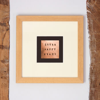 'Seven Happy Years' Hand Stamped Copper In Frame, 2 of 4