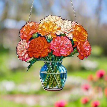 Carnations Birth Flower Suncatchers January, 3 of 4