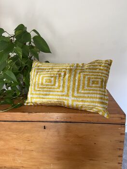 Velvet Mustard Yellow And Beige Cushion Cover, 8 of 8