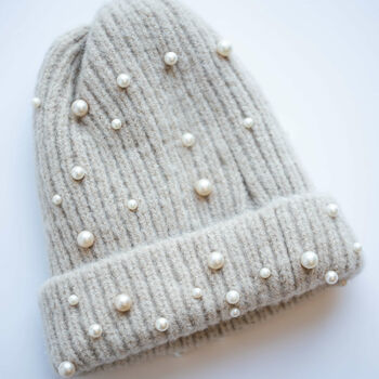 Pearl Embellished Knit Hat, 4 of 5