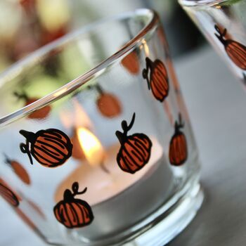 Ditsy Pumpkin Hand Painted Candle Holders, 4 of 6