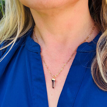 The En Pointe Smokey Quartz Necklace, Gold, 4 of 7