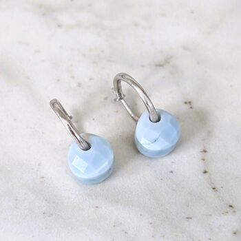 Blue Opal Teardrop October Birthstone Earrings, Silver, 3 of 5