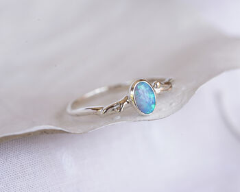 Dainty Silver Opal Ring, 5 of 9