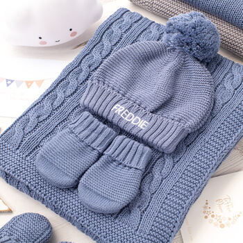 Dark Blue Welcome Baby Knitted Essentials And Toy Gift Set, 2 of 11