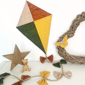 Woodland Boho Whimsical Nursery Kite Decor, Hunter Green, Rust Orange, Ochre, 2 of 12