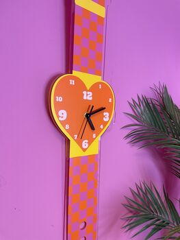 Checkerboard Heart Watch Wall Clock Decorative Silent Movement, 6 of 6