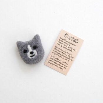 Wool Felt Wolf Spirit Animal Gift In A Matchbox, 3 of 7