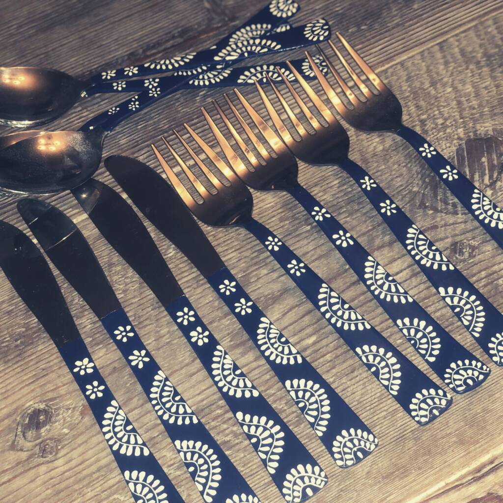 Hand Painted Enamel Cutlery Set, 1 of 2