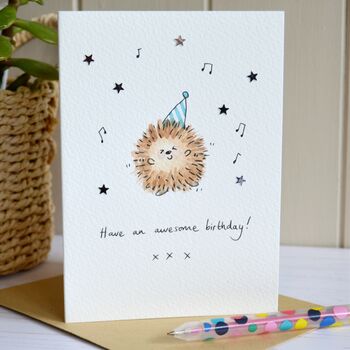 Personalised Dancing Hedgehog Handmade Card, 2 of 3