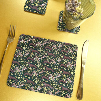 The Jewel Rabbit And Whippet Set Of Four Placemats, 2 of 2