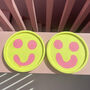 Smiley Face Coasters/ Trays Yellow And Pink Set Of Two, thumbnail 1 of 9
