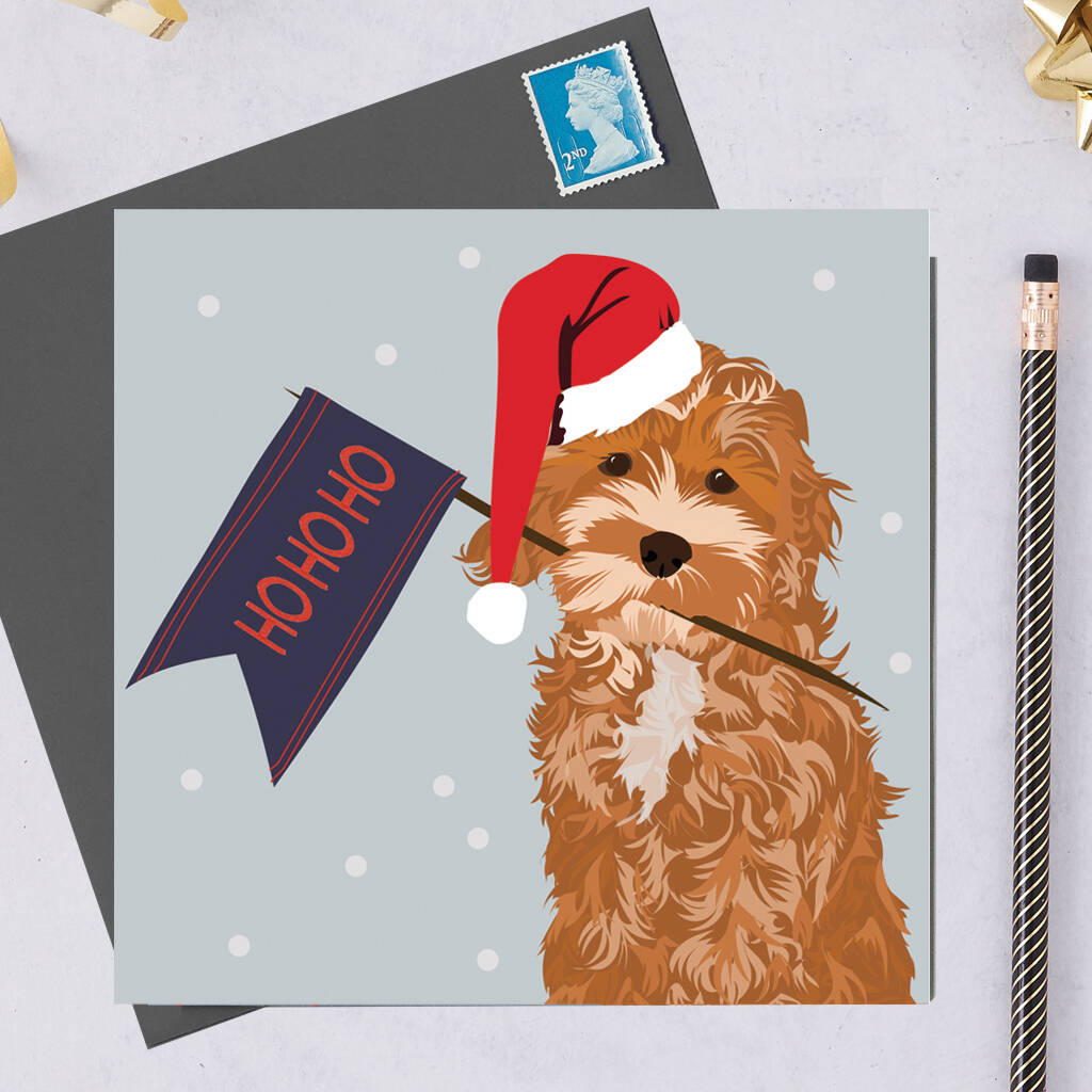 Charity Christmas Card Cockapoo With Flag By Lorna Syson