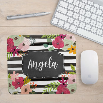 Personalised Floral And Watercolour Stripe Mouse Mat, 3 of 3