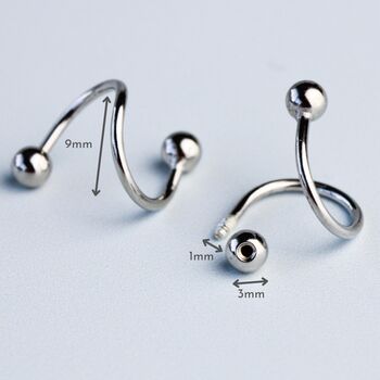 Sterling Silver Double Piercing Effect Spiral Earrings, 2 of 6