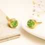 Gold Plated Sterling Silver Peridot Cz Stud Earrings, thumbnail 2 of 6