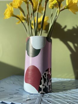 Cow Print Hand Painted Cylinder Vase, 5 of 7