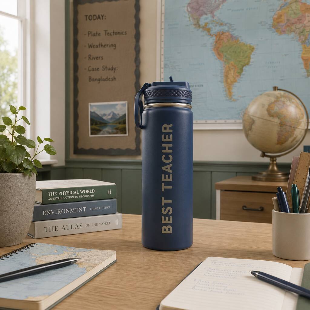 Personalised Stainless Steel 600ml Water Bottle Teachers Gift, 1 of 3
