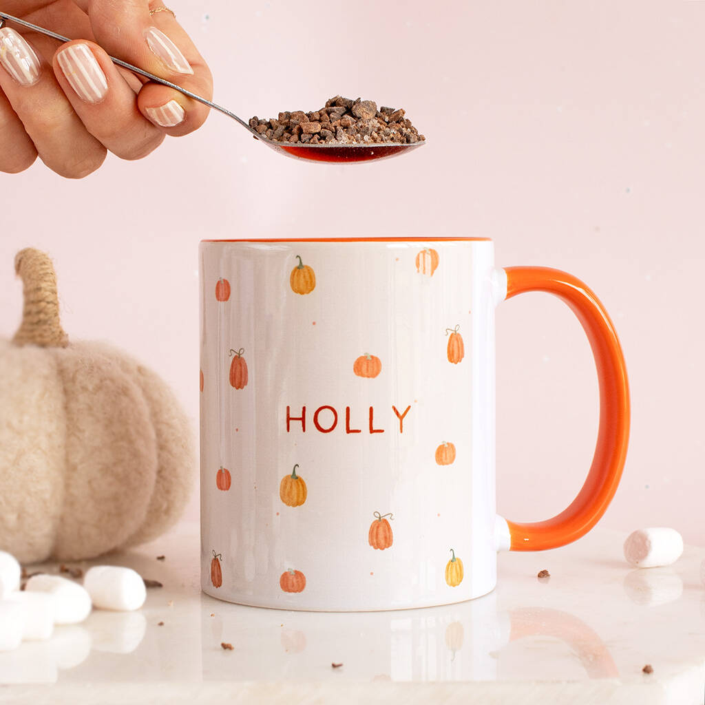 Personalised Name Pumpkin Print Mug